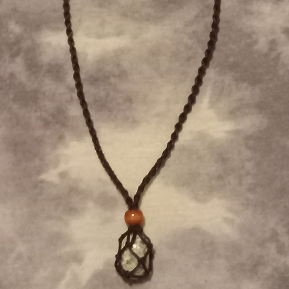 Macrame Interchangeable Stone Pouch Necklace - image 7